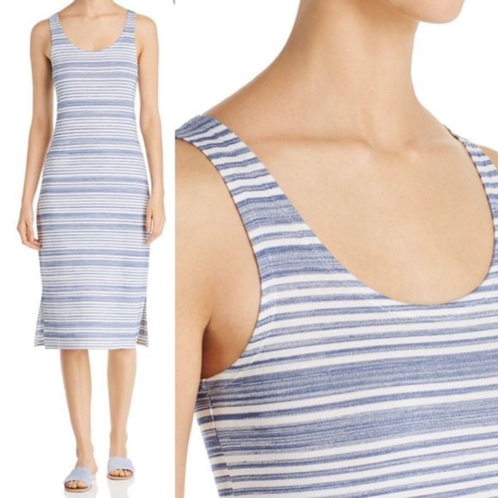 NWT Lysse Mulholland Blue Split Hem Midi Dress